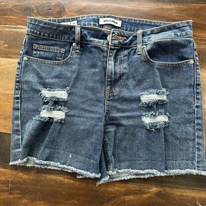Distressed jean shorts